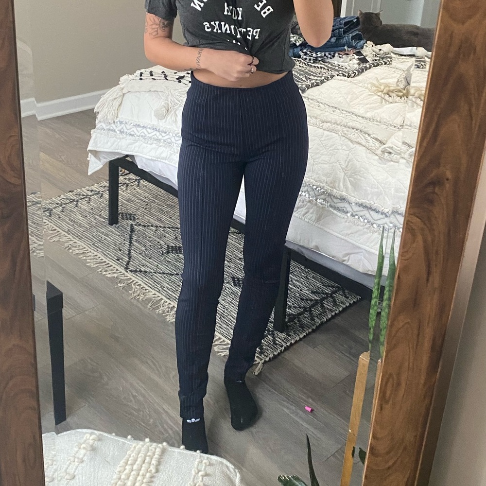 High Rise Striped Dress Pants